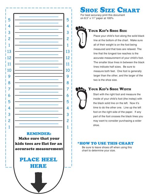 Printable Shoe Size Chart Men