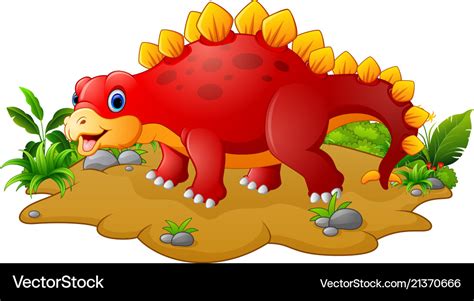 Happy red dinosaur cartoon Royalty Free Vector Image