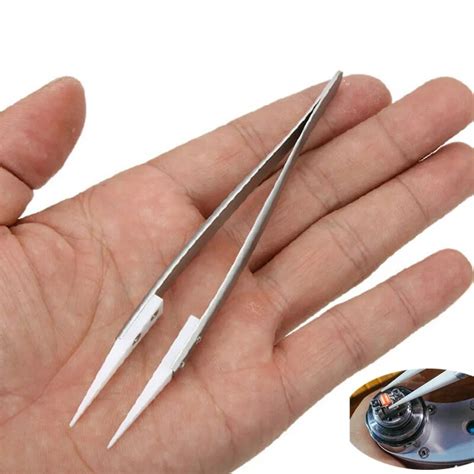 Professional Stainless Steel Ceramic Tweezers Heat Resistant Non Conductive Ceramic Pointed Tip ...