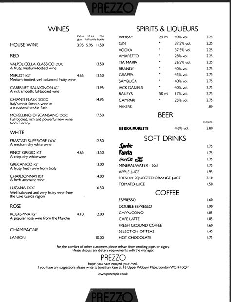 Daily Info, Oxford - Prezzo Menu