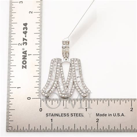 14K WHITE GOLD DIAMOND LETTER M PENDANT 1.49 CT - OMI Jewelry