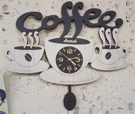 Laser Cut Coffee Cup Wall Clock Free Vector cdr Download - 3axis.co