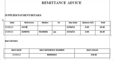 Remittance Advice Template | Word template, Words, Templates