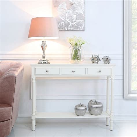 Medium White Delta 3 Drawer Console Table | White Console Table