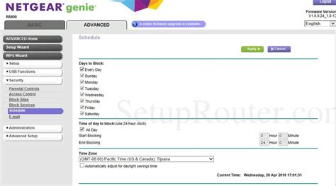 Netgear R6400 Screenshot Schedule