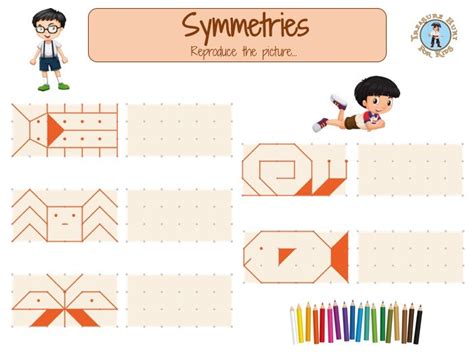 Symmetry games for kids to print - Treasure hunt 4 Kids