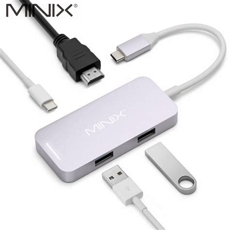 MINIX NEO C Mini USB-C Multiport Adapter with HDMI Output UHD (3840x2160) 30Hz USB3.0 Space Gray ...