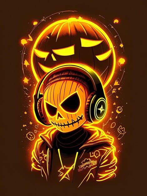 Premium AI Image | Neon Halloween Spectacle Skeletons Pumpkins and More on TShirts Logos and ...