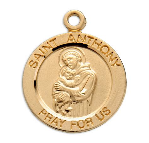 Patron Saint Anthony Round Gold Over Sterling Silver Medal - Buy ...