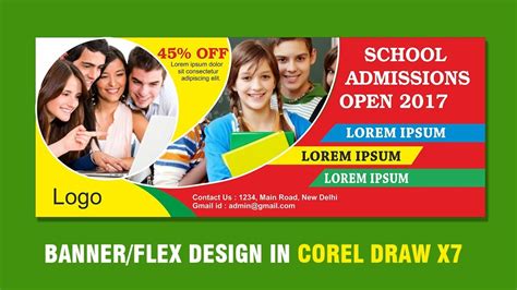 Flex banner hoarding billboard designing in Corel Draw x7 tutorial | Education banner design ...