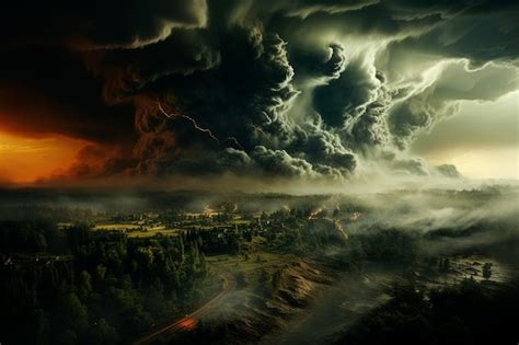 Premium AI Image | dramatic storm landscape with a storm clouds ...