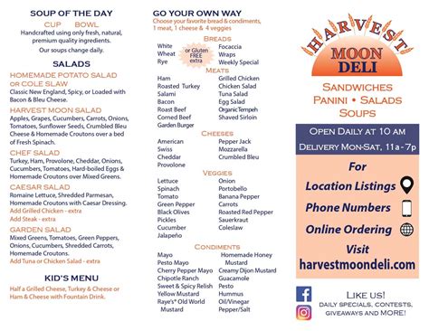 Menu | Harvest Moon Deli