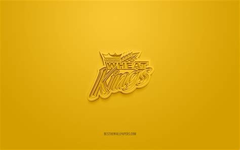 Download wallpapers Brandon Wheat Kings, creative 3D logo, yellow background, 3d emblem ...