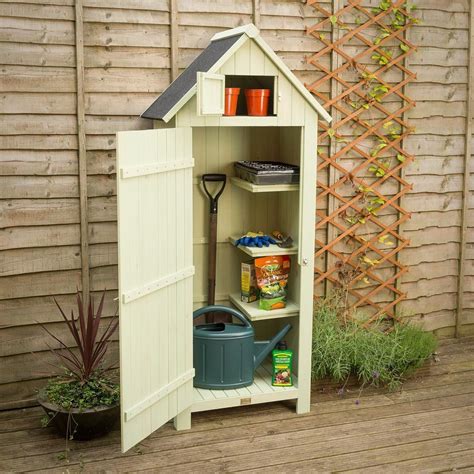 Christow Small Garden Shed, Tall Slim Wooden Outdoor Storage Shed ...