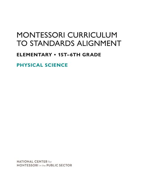 The Montessori Curriculum to Standards Alignment (MCSA) - National ...