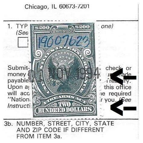 USED $200 NFA Firearms Transfer Revenue Tax Stamp Original Document ...