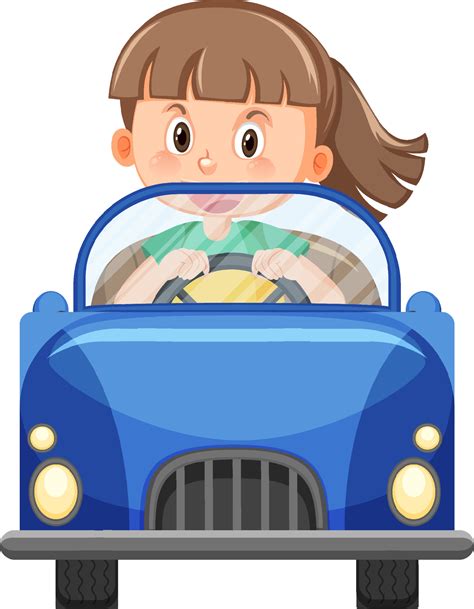 Cute girl driving car cartoon 8138080 Vector Art at Vecteezy