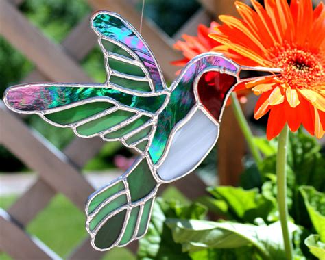 Hummingbird Stained Glass Suncatcher - Etsy | Stained glass suncatchers, Stained glass birds ...