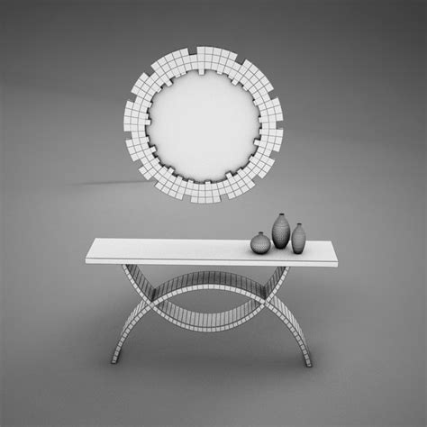 Dining Room Buffet Table Set Mirror 3D Model $10 - .max .3ds .dwg .fbx .obj - Free3D