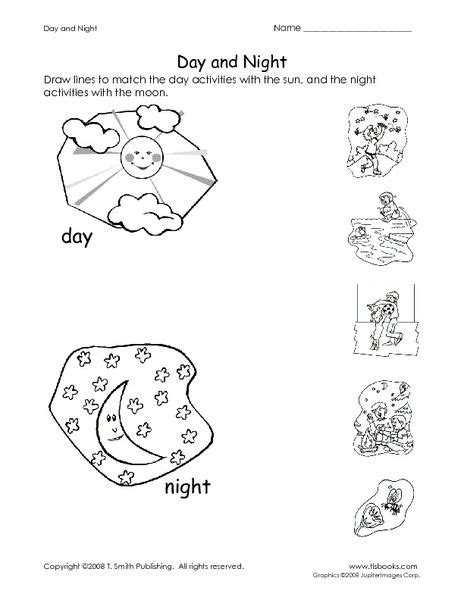 Night And Day Worksheets For Kindergarten