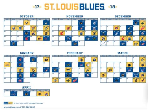 Blues Calendar - Time Table