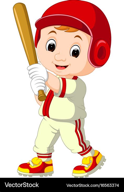 Baseball player kid cartoon Royalty Free Vector Image