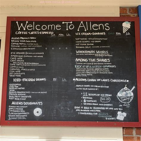 Online Menu of Allens Creamery & Coffee House Restaurant, Windermere ...