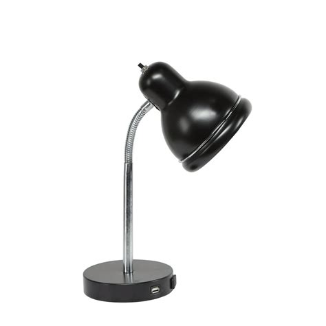 Mainstays USB Desk Lamp, Black Finish with Chrome Gooseneck - Walmart ...