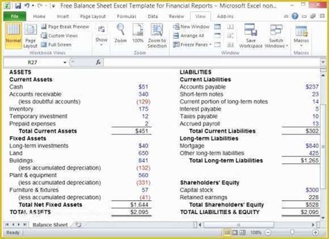 Assets and Liabilities Template Free Download Of Free Balance Sheet ...