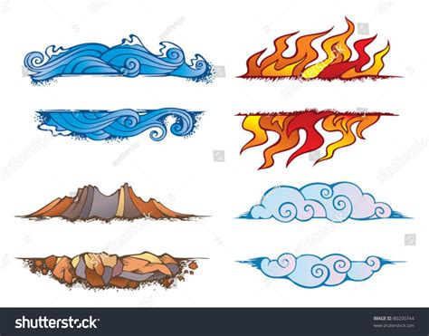 Water Fire Earth Air Set Four Stock Vector (Royalty Free) 80200744 | Shutterstock