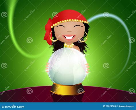 Gypsy with crystal ball stock illustration. Illustration of life - 67021383