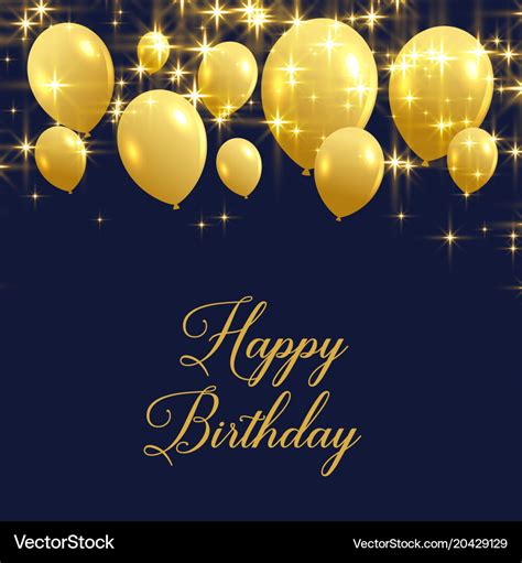 Beautiful happy birthday greeting with golden Vector Image