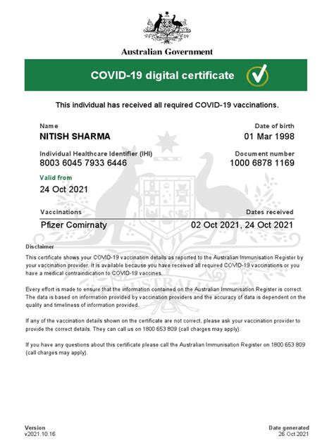 Covid-19 Digital Certificate Nitish Sharma | PDF