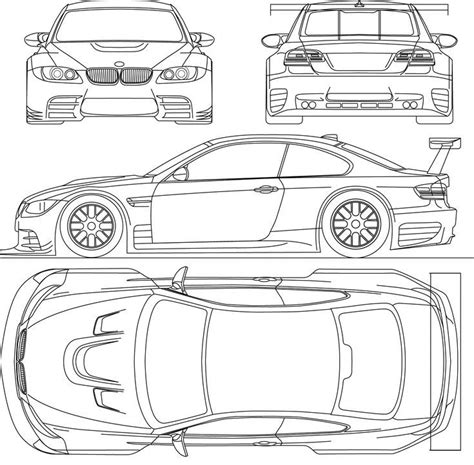 automobile blueprints | 2008 BMW M3 E92 GTR Coupe blueprint - AutoCar | Car blueprint, Bmw m3 ...