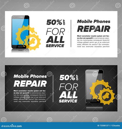 Smart phone repair banner stock vector. Illustration of banner - 73308137