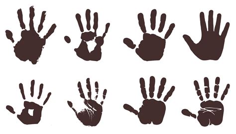 Set of male hand print silhouettes. Handprint silhouette. 9392974 ...