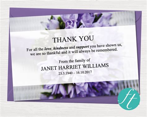 Funeral Thank You Card | Purple Bouquet – Funeral Templates