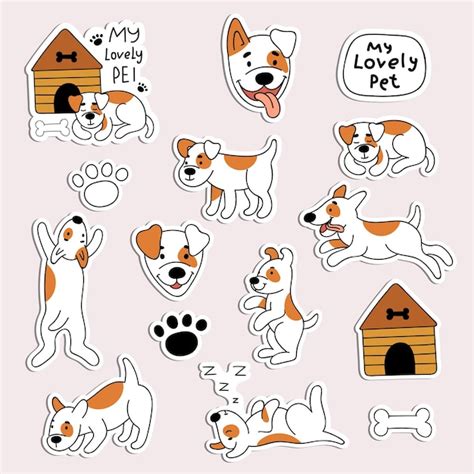 Premium Vector | A set of stickers with cute dogs. pets, animals, puppy ...