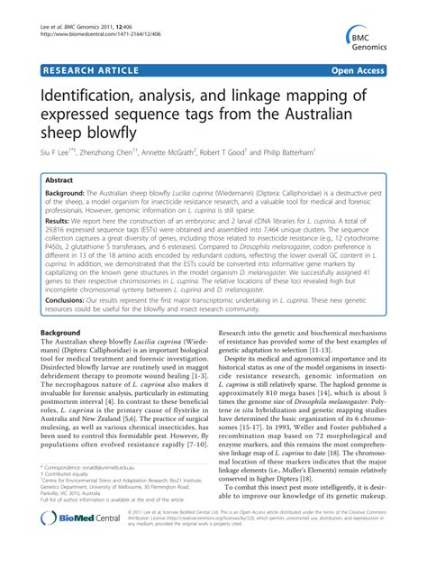 (PDF) Identification, analysis, and linkage mapping of expressed sequence tags from the ...