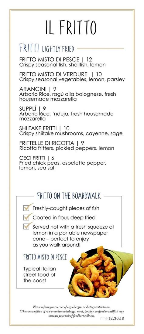 Menu of Eataly in Las Vegas, NV 89109