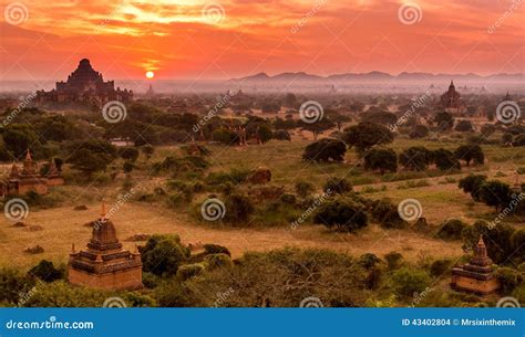 Sunrise on the Temple in Bagan, Myanmar, Burma Stock Photo - Image of ...