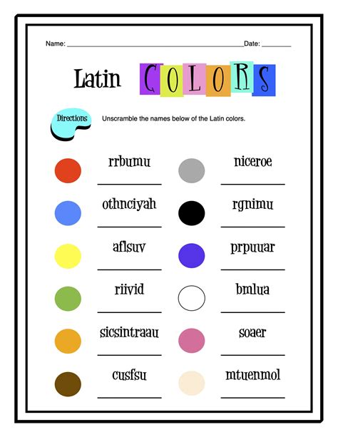 Latin Colors Worksheet Packet | Made By Teachers