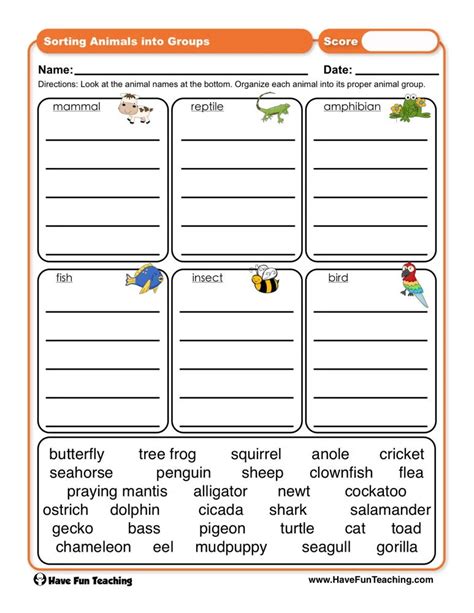 Sorting Animals into Groups Worksheet Kids Activities At Home, First Grade Activities, Math For ...