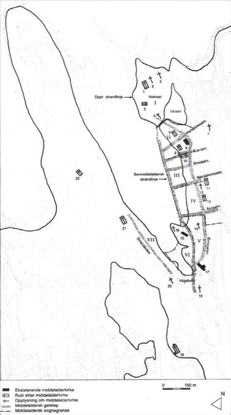 Map of mediaeval church sites in Bergen. Map reproduced from Lidén and... | Download Scientific ...