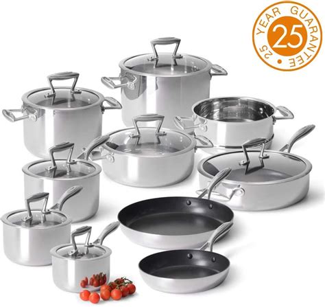 ProCook Elite Tri-Ply Cookware Set - 10 Piece - Stainless Steel Induction Pans with Advanced 3 ...