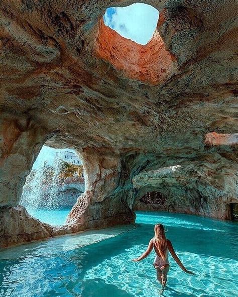 Natural cave pool Follow @travelbydesign_ for more daily travel! Tag someone youre taking ...