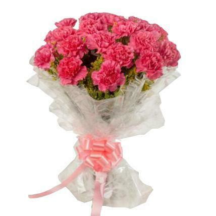 12 Pink carnations Bunch - GiftsCake