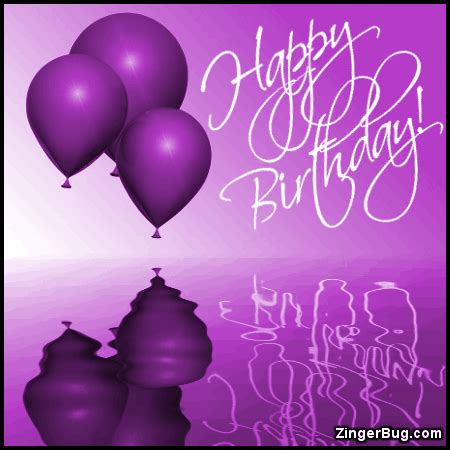 Happy Birthday Purple Balloons Ripples Glitter Graphic, Greeting, Comment, Meme or GIF