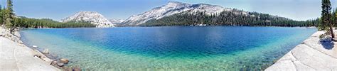 Panorama of Tenaya Lake: Tuolumne Meadows, Yosemite National Park, California