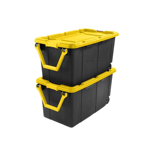 Sterilite 40 Gal Wheeled Industrial Tote Black Plastic Storage Bin Container Box